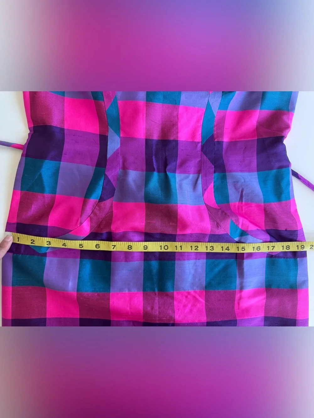 Vintage 60s Johnson Dong Hong Kong Vibrant Mod Secretary Geek Plaid Belted Dress